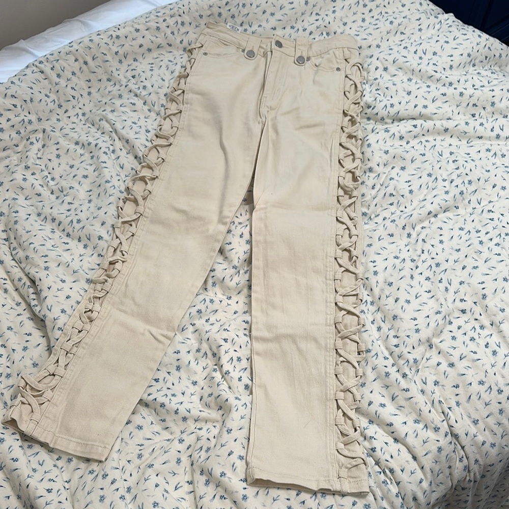 Habitual Cream Lace-Up Trousers - Picture 1 of 3
